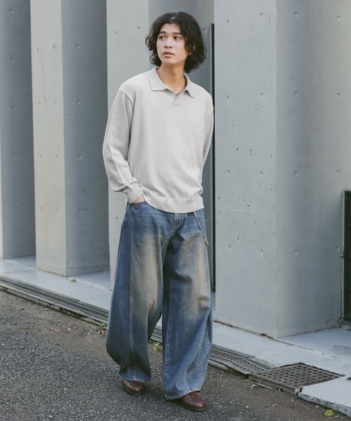 セール】Low Gauge Skipper Knit/スキッパーニットポロ（ポロシャツ