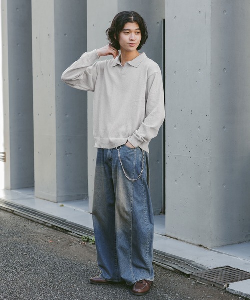 セール】Low Gauge Skipper Knit/スキッパーニットポロ（ポロシャツ
