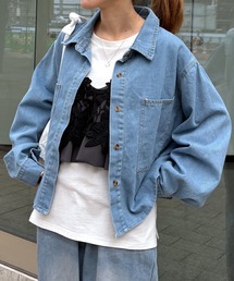 ISOOK | 【ISOOK / アイスー】オーバーサイズデニムライクジャケット / Gジャン デニムシャツ シャツジャケット デニムジャケット ミドル丈 ビッグシルエット オーバーサイズ 長袖 春ジャケット 春服 ブルー ライトブルー ZOZOTOWN限定(デニムジャケット)
