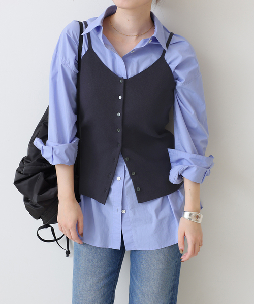 JOURNAL STANDARD（ジャーナルスタンダード）の「コットンシルクミックス2WAYキャミソール（キャミソール・レディース・グレー/ネイビー・FREE）」の2枚目の写真