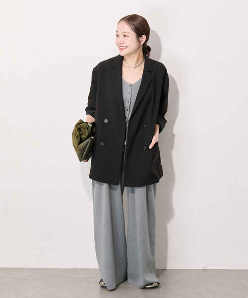 JOURNAL STANDARD（ジャーナルスタンダード）の「コットンシルクミックス2WAYキャミソール（キャミソール・レディース・グレー/ネイビー・FREE）」の6枚目の写真