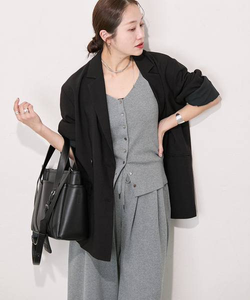 JOURNAL STANDARD（ジャーナルスタンダード）の「コットンシルクミックス2WAYキャミソール（キャミソール・レディース・グレー/ネイビー・FREE）」の7枚目の写真