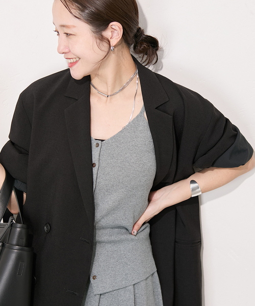 JOURNAL STANDARD（ジャーナルスタンダード）の「コットンシルクミックス2WAYキャミソール（キャミソール・レディース・グレー/ネイビー・FREE）」の8枚目の写真