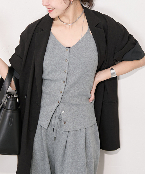 JOURNAL STANDARD（ジャーナルスタンダード）の「コットンシルクミックス2WAYキャミソール（キャミソール・レディース・グレー/ネイビー・FREE）」の9枚目の写真