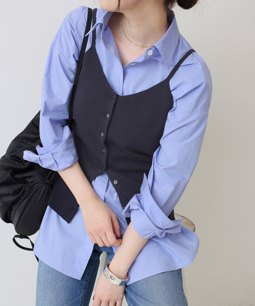 JOURNAL STANDARD（ジャーナルスタンダード）の「コットンシルクミックス2WAYキャミソール（キャミソール・レディース・グレー/ネイビー・FREE）」の14枚目の写真