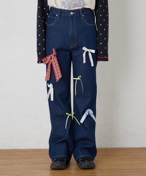 CIAOPANIC TYPY（チャオパニックティピー）の「【HELLO.SANFRANCISCO/ハローサンフランシスコ】カラフルリボンフレアデニム（デニムパンツ・レディース・ブルー/サックスブルー・SMALL/MEDIUM）」の19枚目の写真