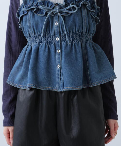 FREE'S MART（フリーズマート）の「◆フリルデニムビスチェ（シャツ/ブラウス・レディース・ブルー系その他/グレー系その他2/ワンウォッシュ・FREE）」の8枚目の写真