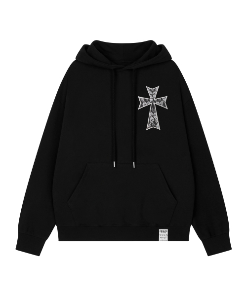 GRAVER（グレーバー）の「[ユニセックス]ドットクロス_レースフードパーカー_ブラック（パーカー・レディース・ブラック・MEDIUM/LARGE/SMALL）」の14枚目の写真