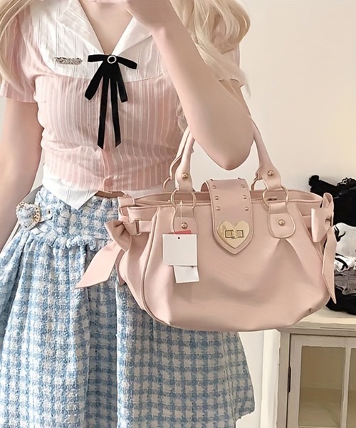 2way サイドリボン ハート ひねり金具 バッグ（ハンドバッグ）｜Lace