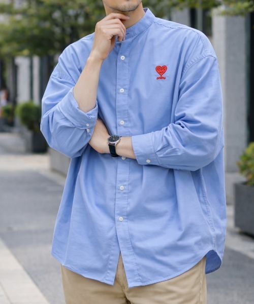 CORISCO(コリスコ)の「オックス バンドカラーシャツ(M1)(シャツ/ブラウス・メンズ・ストライプ/ブルー/ホワイト・X-LARGE/MEDIUM/LARGE)」の15枚目の写真