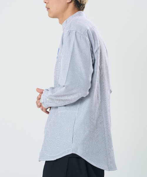 CORISCO(コリスコ)の「オックス バンドカラーシャツ(M1)(シャツ/ブラウス・メンズ・ストライプ/ブルー/ホワイト・X-LARGE/MEDIUM/LARGE)」の16枚目の写真