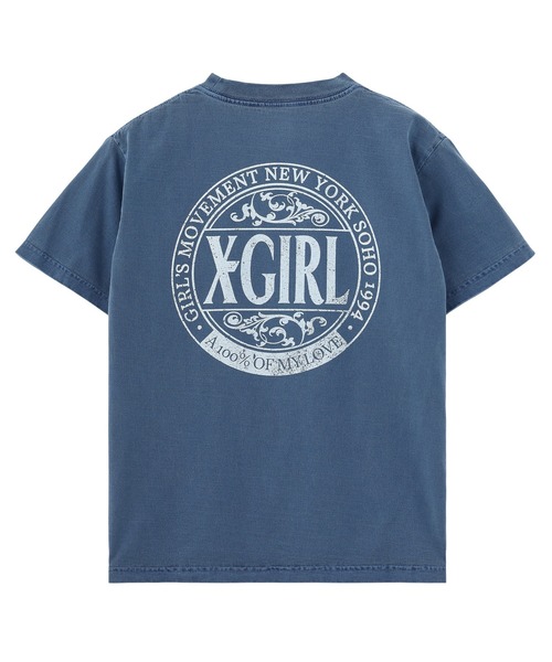 X-girl(エックスガール)の「FADED CIRCLE LOGO S/S TEE(Tシャツ/カットソー・レディース・ブルー/ブラック/ベージュ・S/M/L)」の3枚目の写真