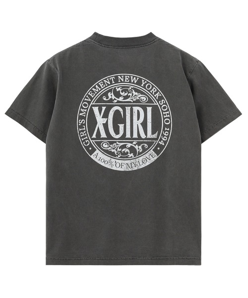 X-girl(エックスガール)の「FADED CIRCLE LOGO S/S TEE(Tシャツ/カットソー・レディース・ブルー/ブラック/ベージュ・S/M/L)」の2枚目の写真