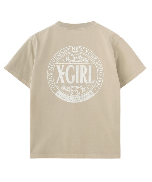 X-girl(エックスガール)の「FADED CIRCLE LOGO S/S TEE(Tシャツ/カットソー・レディース・ブルー/ブラック/ベージュ・S/M/L)」の7枚目の写真