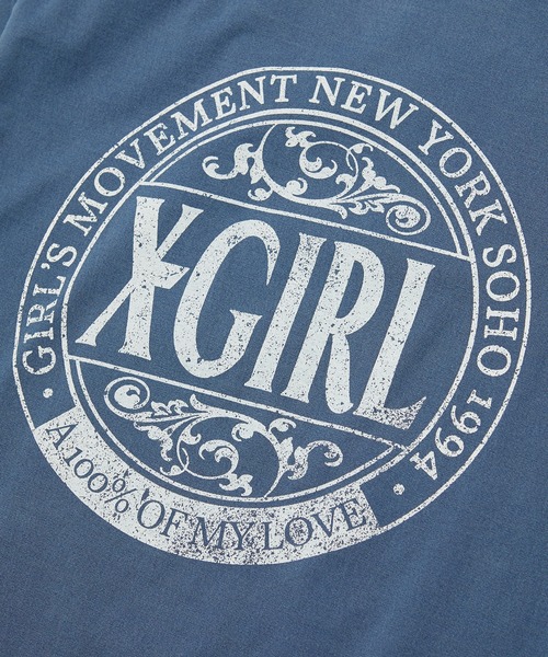 X-girl(エックスガール)の「FADED CIRCLE LOGO S/S TEE(Tシャツ/カットソー・レディース・ブルー/ブラック/ベージュ・S/M/L)」の15枚目の写真