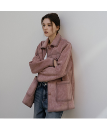 Distressed suede single jacket [TISP05JK14]_Pink