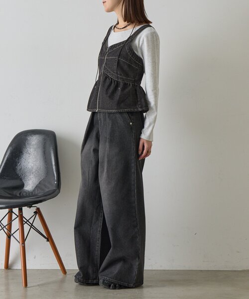 goocy(グーシー)の「【セットアップ対応】デニムタックワイドパンツ(デニムパンツ・レディース・ブラック/ブルー系その他・MEDIUM/SMALL)」の22枚目の写真