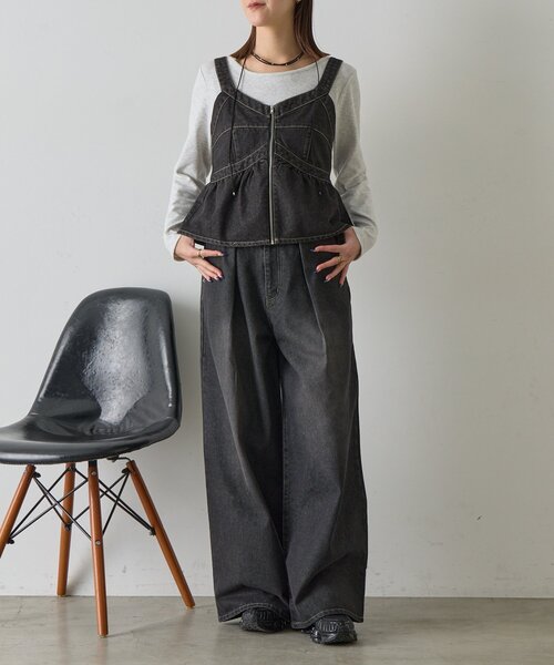 goocy(グーシー)の「【セットアップ対応】デニムタックワイドパンツ(デニムパンツ・レディース・ブラック/ブルー系その他・MEDIUM/SMALL)」の21枚目の写真