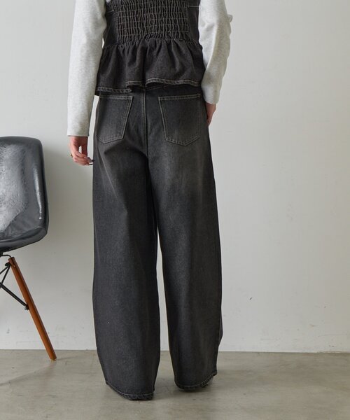 goocy(グーシー)の「【セットアップ対応】デニムタックワイドパンツ(デニムパンツ・レディース・ブラック/ブルー系その他・MEDIUM/SMALL)」の18枚目の写真