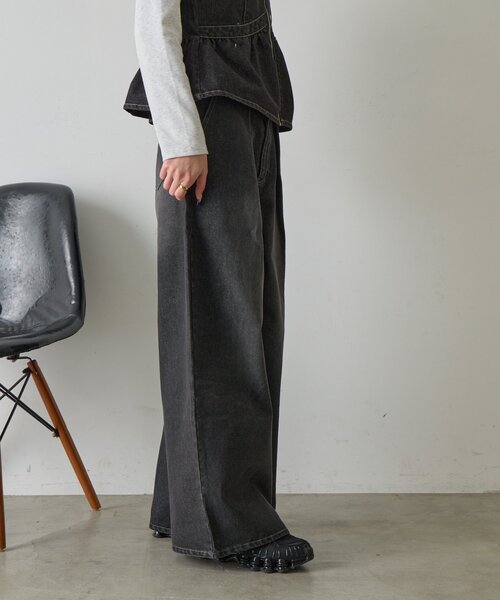 goocy(グーシー)の「【セットアップ対応】デニムタックワイドパンツ(デニムパンツ・レディース・ブラック/ブルー系その他・MEDIUM/SMALL)」の17枚目の写真