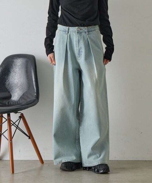 goocy(グーシー)の「【セットアップ対応】デニムタックワイドパンツ(デニムパンツ・レディース・ブラック/ブルー系その他・MEDIUM/SMALL)」の15枚目の写真