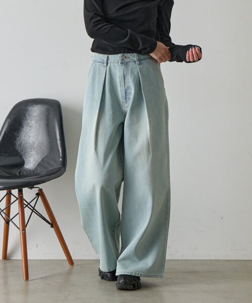 goocy(グーシー)の「【セットアップ対応】デニムタックワイドパンツ(デニムパンツ・レディース・ブラック/ブルー系その他・MEDIUM/SMALL)」の13枚目の写真
