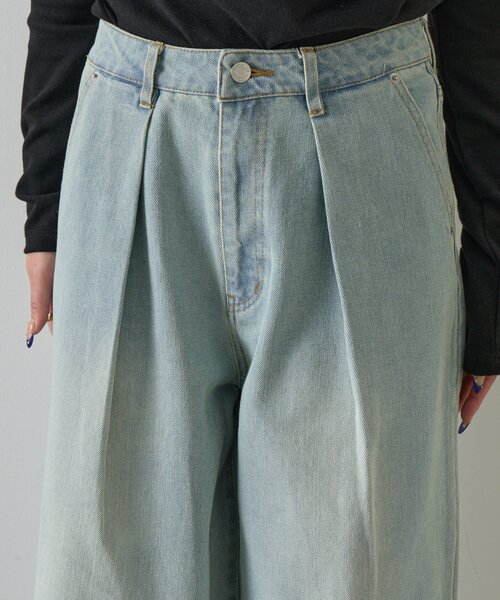 goocy(グーシー)の「【セットアップ対応】デニムタックワイドパンツ(デニムパンツ・レディース・ブラック/ブルー系その他・MEDIUM/SMALL)」の6枚目の写真