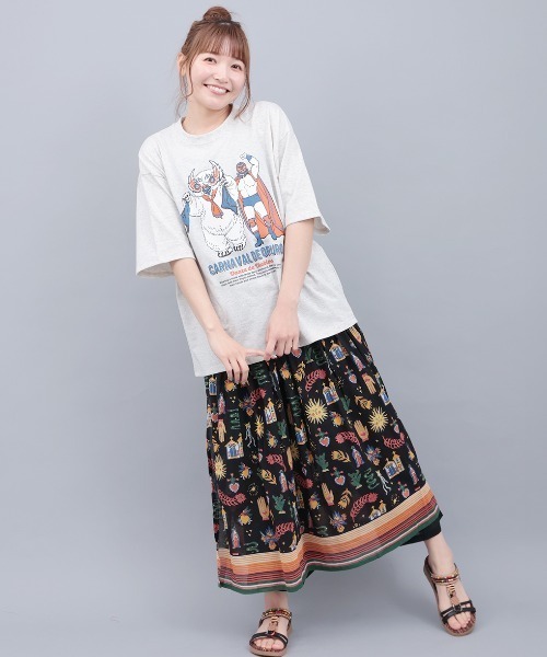 チチカカ(チチカカ)の「メヒコモチーフプリント パンツスカート(その他パンツ・レディース・ブラック/ライトグリーン・FREE)」の3枚目の写真