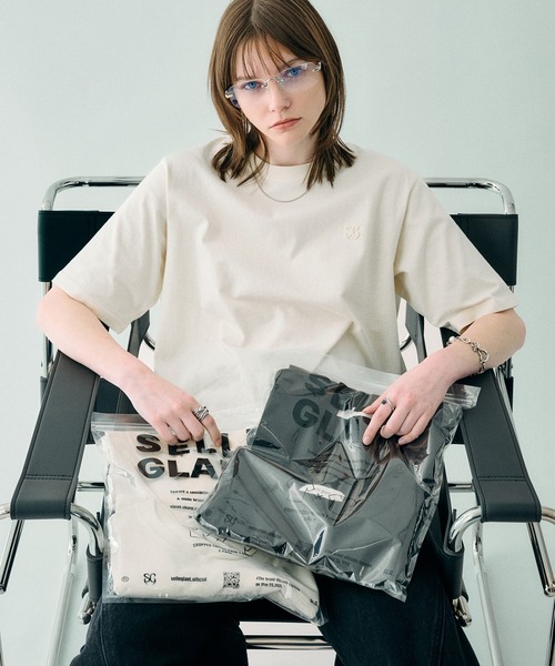 SELLE GLANT(セレグランテ)の「CROPED DESIGN PACK TSHIRT/クロップドデザインパックTシャツ(2枚組)(Tシャツ/カットソー・メンズ・ブラック/ナチュラル・MEDIUM/LARGE/SMALL)」の2枚目の写真