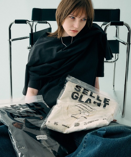 SELLE GLANT(セレグランテ)の「CROPED DESIGN PACK TSHIRT/クロップドデザインパックTシャツ(2枚組)(Tシャツ/カットソー・メンズ・ブラック/ナチュラル・MEDIUM/LARGE/SMALL)」の1枚目の写真