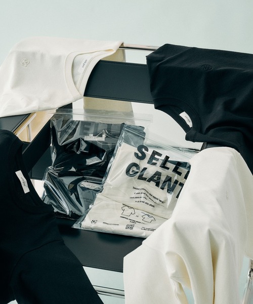 SELLE GLANT(セレグランテ)の「CROPED DESIGN PACK TSHIRT/クロップドデザインパックTシャツ(2枚組)(Tシャツ/カットソー・メンズ・ブラック/ナチュラル・MEDIUM/LARGE/SMALL)」の7枚目の写真