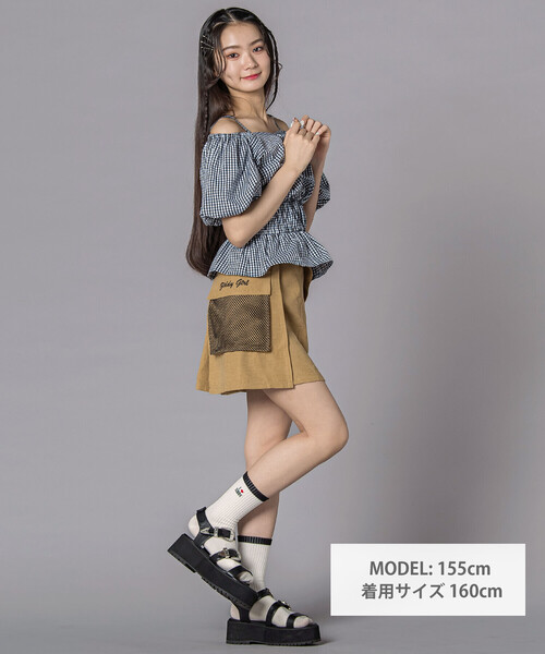 ZIDDY（ジディ）の「サテンベルトつきスポMIXスカパン(130~160cm)（その他パンツ・キッズ・ブラック/ベージュ・130cm/FREE/150cm/140cm）」の6枚目の写真