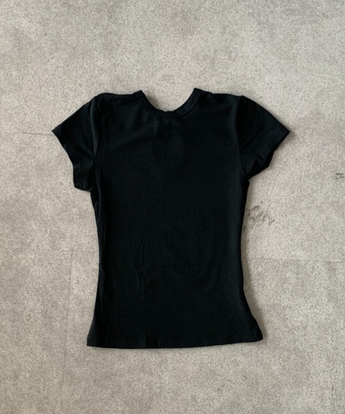 lilful(リルフル)の「【26年春夏新作】バッグリボンデザイン 半袖ピチT(Tシャツ/カットソー・レディース・ブラック/グレー・S/M)」の14枚目の写真