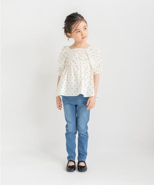 BRANSHES（ブランシェス）の「【プチレディ/おそろい】シャーリングリボンチュニック（シャツ/ブラウス・キッズ・ピンク/アイボリー・150/110/100/140/120/130）」の3枚目の写真