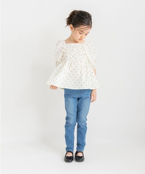 BRANSHES（ブランシェス）の「【プチレディ/おそろい】シャーリングリボンチュニック（シャツ/ブラウス・キッズ・ピンク/アイボリー・150/110/100/140/120/130）」の4枚目の写真