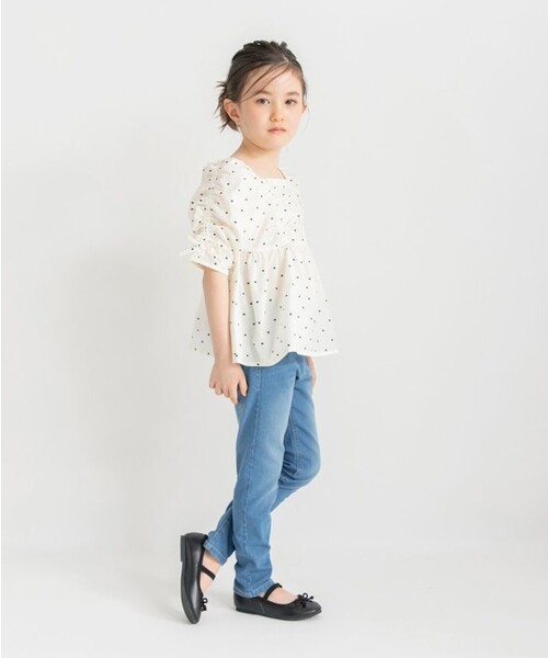 BRANSHES（ブランシェス）の「【プチレディ/おそろい】シャーリングリボンチュニック（シャツ/ブラウス・キッズ・ピンク/アイボリー・150/110/100/140/120/130）」の5枚目の写真