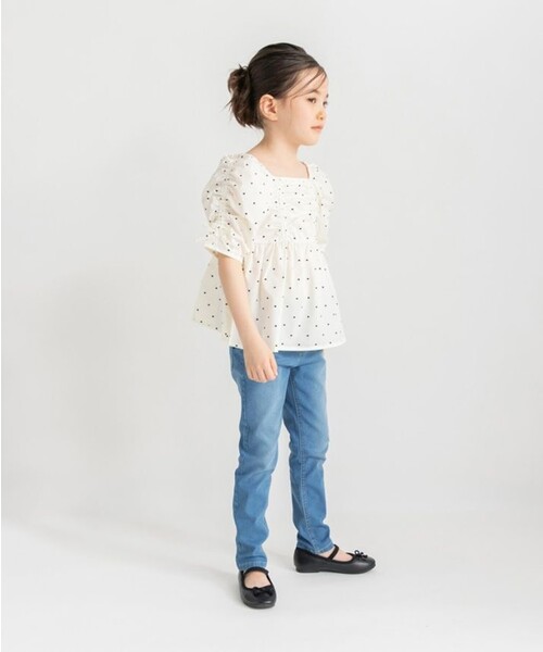 BRANSHES（ブランシェス）の「【プチレディ/おそろい】シャーリングリボンチュニック（シャツ/ブラウス・キッズ・ピンク/アイボリー・150/110/100/140/120/130）」の6枚目の写真