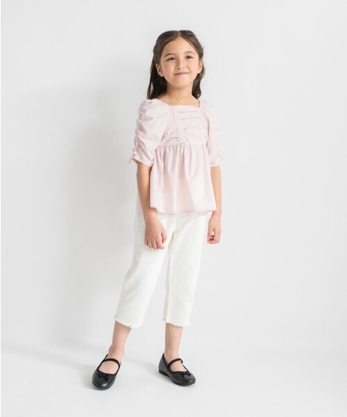 BRANSHES（ブランシェス）の「【プチレディ/おそろい】シャーリングリボンチュニック（シャツ/ブラウス・キッズ・ピンク/アイボリー・150/110/100/140/120/130）」の12枚目の写真