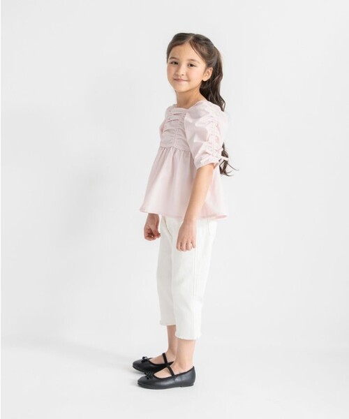 BRANSHES（ブランシェス）の「【プチレディ/おそろい】シャーリングリボンチュニック（シャツ/ブラウス・キッズ・ピンク/アイボリー・150/110/100/140/120/130）」の14枚目の写真