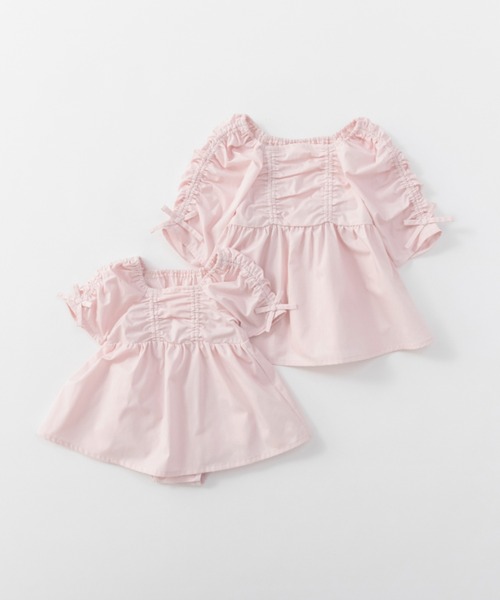 BRANSHES（ブランシェス）の「【プチレディ/おそろい】シャーリングリボンチュニック（シャツ/ブラウス・キッズ・ピンク/アイボリー・150/110/100/140/120/130）」の19枚目の写真