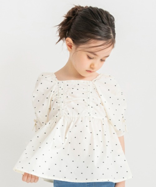 BRANSHES（ブランシェス）の「【プチレディ/おそろい】シャーリングリボンチュニック（シャツ/ブラウス・キッズ・ピンク/アイボリー・150/110/100/140/120/130）」の17枚目の写真