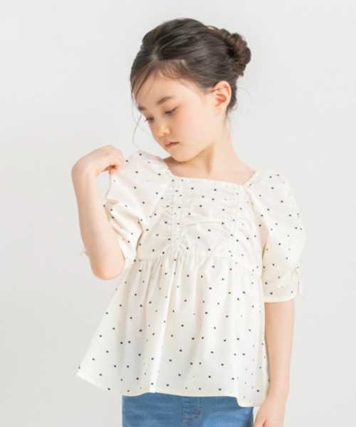 BRANSHES（ブランシェス）の「【プチレディ/おそろい】シャーリングリボンチュニック（シャツ/ブラウス・キッズ・ピンク/アイボリー・150/110/100/140/120/130）」の18枚目の写真