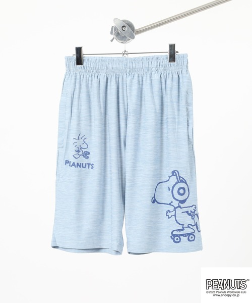 PEANUTS(ピーナッツ)の「PEANUTS ローラースケート柄カチオンハーフパンツ(その他パンツ・メンズ・サックスブルー系/チャコールグレー/杢グレー/ネイビー系・M/L/LL)」の4枚目の写真