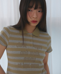 WM LETTERING STRIPE COLLAR TEE olive