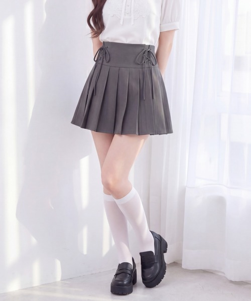 ZOZO限定】サイドレースアッププリーツミニスカパン（スカート