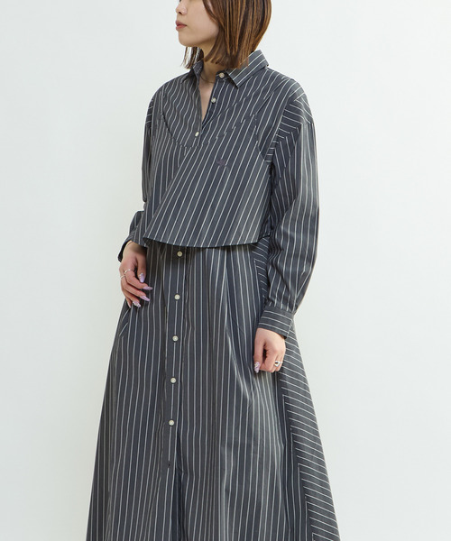 CONVERSE TOKYO(コンバーストウキョウ)の「BUSTIER SET FLARE SHIRT DRESS(シャツワンピース・レディース・ブルー系その他/ブルー/グレー系その他・FREE)」の4枚目の写真