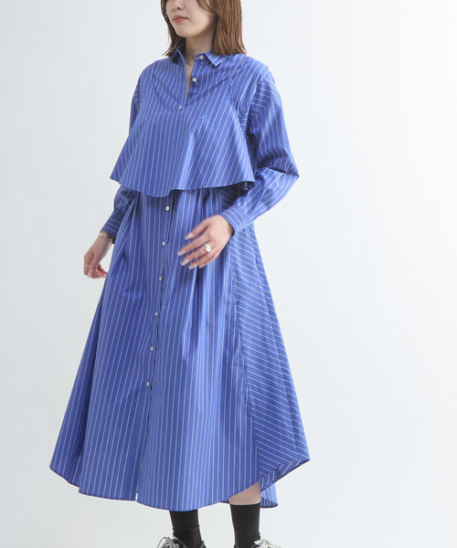 CONVERSE TOKYO(コンバーストウキョウ)の「BUSTIER SET FLARE SHIRT DRESS(シャツワンピース・レディース・ブルー系その他/ブルー/グレー系その他・FREE)」の8枚目の写真