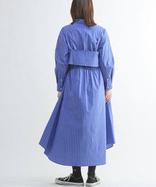 CONVERSE TOKYO(コンバーストウキョウ)の「BUSTIER SET FLARE SHIRT DRESS(シャツワンピース・レディース・ブルー系その他/ブルー/グレー系その他・FREE)」の10枚目の写真