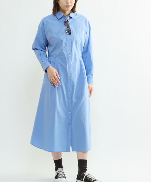 CONVERSE TOKYO(コンバーストウキョウ)の「BUSTIER SET FLARE SHIRT DRESS(シャツワンピース・レディース・ブルー系その他/ブルー/グレー系その他・FREE)」の17枚目の写真
