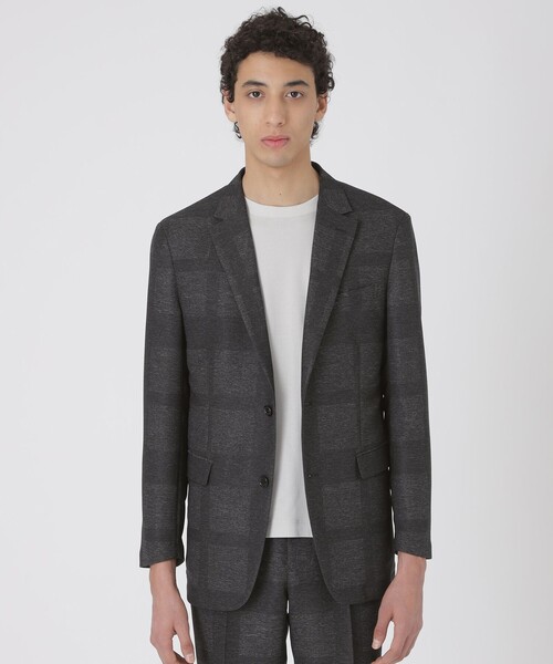 BLACK LABEL CRESTBRIDGE（ブラックレーベル・クレストブリッジ）の「シャドーチェックカラミジャケット（テーラードジャケット・メンズ・ライトグレー/チャコールグレー/ネイビー・M/S/L/XL/XXL）」の2枚目の写真